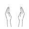 Two hands supporting concept. doodle line art sketch
