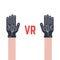 Two hands thin with vr gloves