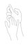 Two hands touch in one line art style. Love and romance support concept. Vector illustration