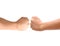 Two hands in a white background,Cooperation and agreement,Human relations and conflict, abstract photo