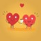 Two happy hearts in love. Cute couple in love giving flowers. Happy Valentine s day vector card - Vector