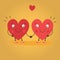 Two happy hearts in love. Cute couple in love holding hands. Happy Valentine s day vector card - Vector