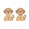 Two happy puppies flat illustration. Cute pets icons