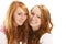 Two happy redhead bavarian dressed girls
