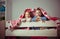 Two happy sibling children having fun in bunk bed