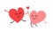 Two happy smiling hearts. Cartoon heart characters. Couple in love. Love is in the air. Love and friendship. Valentines