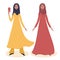 Two happy young Arabic girls Full length portrait