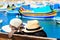 Two hats with traditional maltese boats on