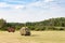 Two Hay Wagons in a Farm Field