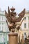 Two headed eagle on fence of Alexander column, Saint Petersburg