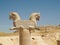 Two-headed Griffin statue in an ancient city of Persepolis in Sh