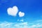 two heart clouds on blue sky