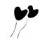 two heart love shaped balloons in black silhouette 3