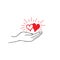 Two heart in love in your hand. Strong family icon. Save love sign