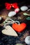 Two hearts bounded together. Valentine\'s day background.