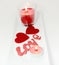 Two hearts and candle love Valentine\'s Day