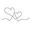 Two hearts, continuous line, love concept, vector