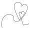 Two hearts, continuous line, love concept, vector
