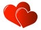 Two hearts icon or symbol for love or romantic relationship