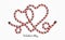 Two Hearts Intertwined. Rope Linked hearts. Continuous line vector illustration