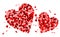 Two hearts made of little red hearts