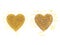Two hearts made of round and oblong golden capsules. 3D rendering