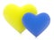 Two hearts in the national colors of Ukraine