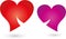 Two hearts with smile, people and couple logo