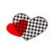 Two hearts for Valentine's day. Plaid heart and red couple design.