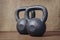 Two heavy kettlebell black