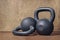 Two heavy kettlebell black