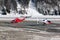 Two helicopters at the airport of St Moritz