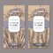 Two Herbes de Provence labels with town, lavender and rosemary.