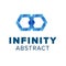 Two hexagonal chain links logo. Beautiful infinity logo template design. Blue abstract symbol