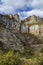 Two high top of Lakatnik rocks with monument and cross, Iskar river defile, Sofia province