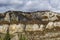 Two high top of Lakatnik rocks with monument and receiver , Iskar river defile, Sofia province