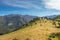 Two hikers on trail near Novella in Balagne region of Corsica