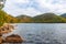 Two hills, known as the Bubbles, and Jordan Pond