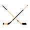 Two hockey sticks on the white background. Vector