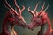 Two horned dragon lovers on Valentine\\\'s Day. Generative AI