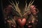 Two horned dragon lovers on Valentine\\\'s Day. Generative AI