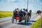 Two Horses Pull Amish Wagon near Strasburg