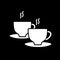 Two hot coffee cups dark mode glyph icon