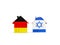 Two houses with flags of Germany and israel