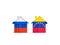 Two houses with flags of Russia and venezuela