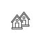 Two houses line icon