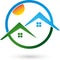 Two houses, roofs, real estate logo