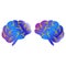 Two human brains purple blue color gradient. Vector