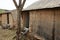 Two huts of reeds made by the indigenous people of lake Titicaca in Peru, South America