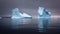 Two icebergs in dark water in Antarctica. Generative AI